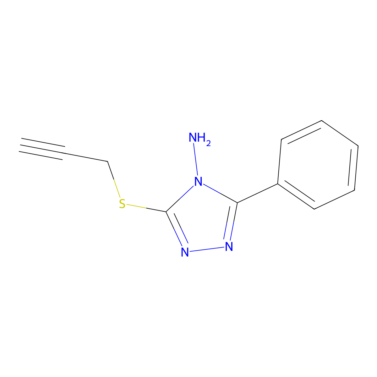 3-phenyl-5-(2-propynylsulfanyl)-4H-1,2,4-triazol-4-amine molecular structure, CAS 350672-13-8