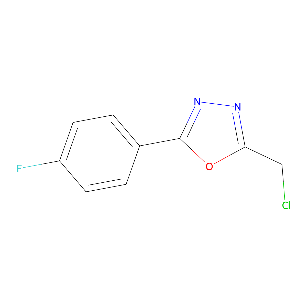 2-(Chloromethyl)-5-(4-fluorophenyl)-1,3,4-oxadiazole molecular structure, CAS 350672-14-9