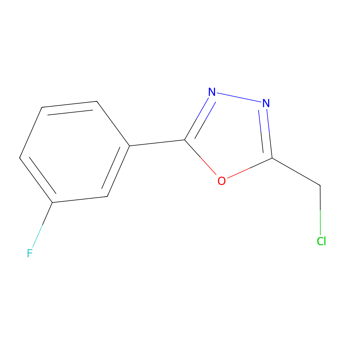 2-(Chloromethyl)-5-(3-fluorophenyl)-1,3,4-oxadiazole molecular structure, CAS 350672-16-1