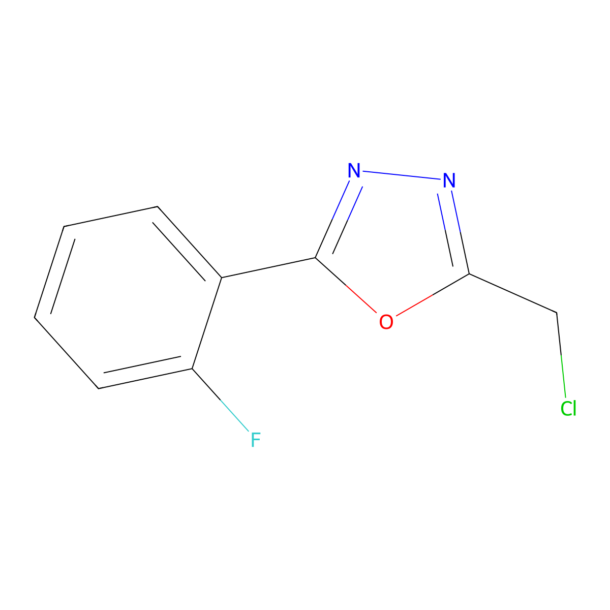 2-(Chloromethyl)-5-(2-fluorophenyl)-1,3,4-oxadiazole molecular structure, CAS 350672-17-2