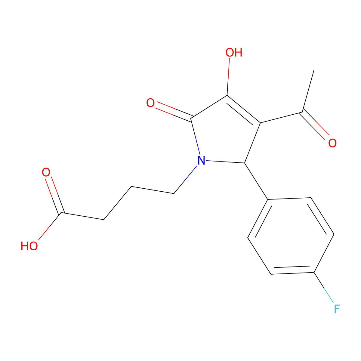 4-[3-acetyl-2-(4-fluorophenyl)-4-hydroxy-5-oxo-2H-pyrrol-1-yl]butanoic acid molecular structure, CAS 350678-62-5