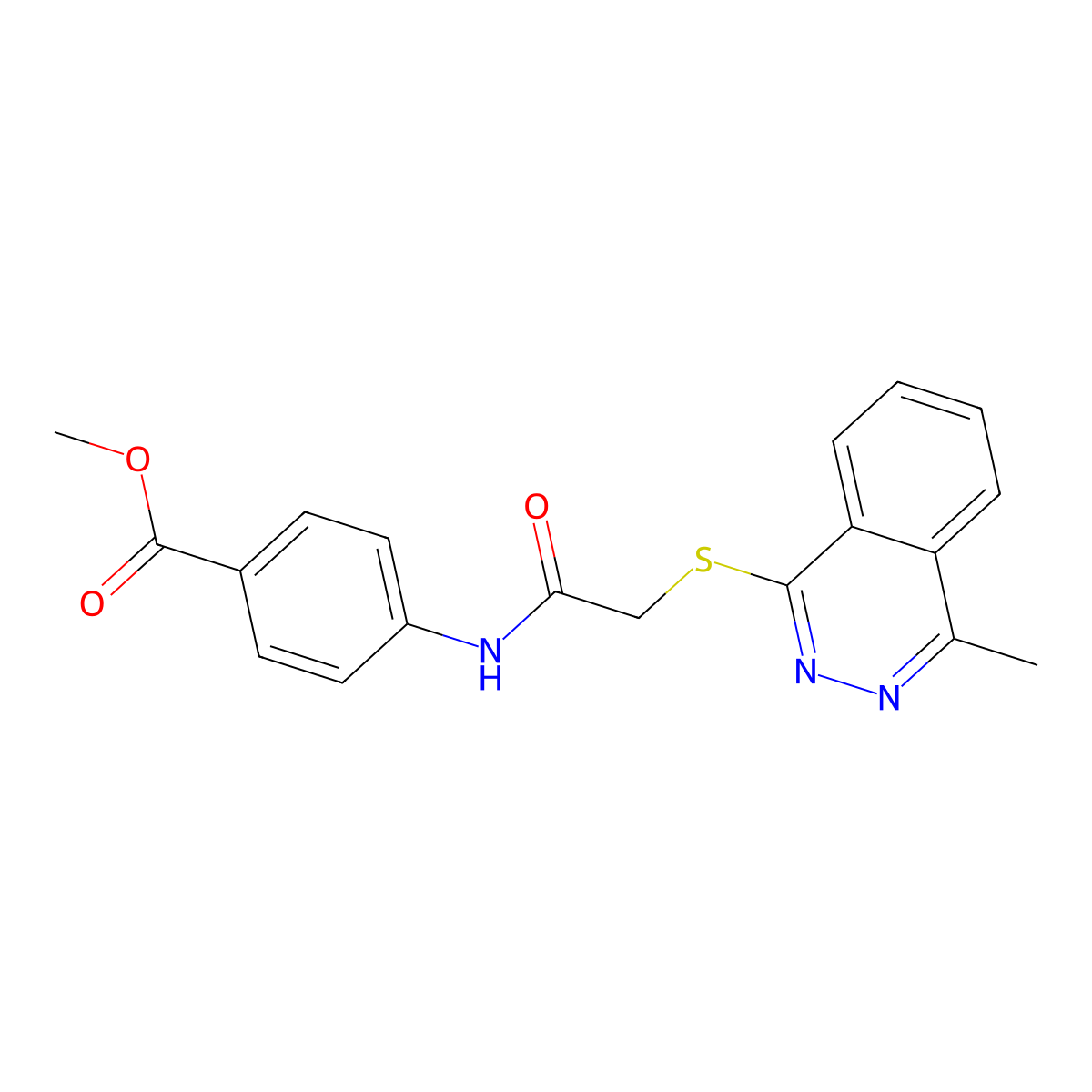 Methyl 4-[[2-[(4-methyl-1-phthalazinyl)thio]acetyl]amino]benzoate molecular structure, CAS 350680-08-9