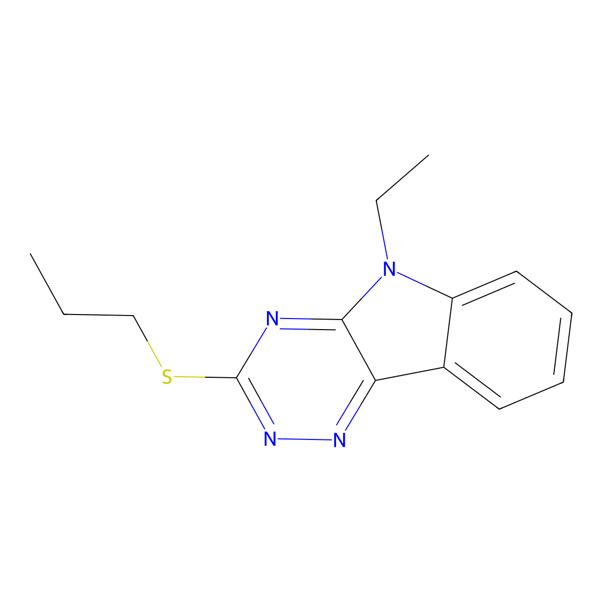 5-Ethyl-3-propylsulfanyl-[1,2,4]triazino[5,6-b]indole molecular structure, CAS 350680-41-0