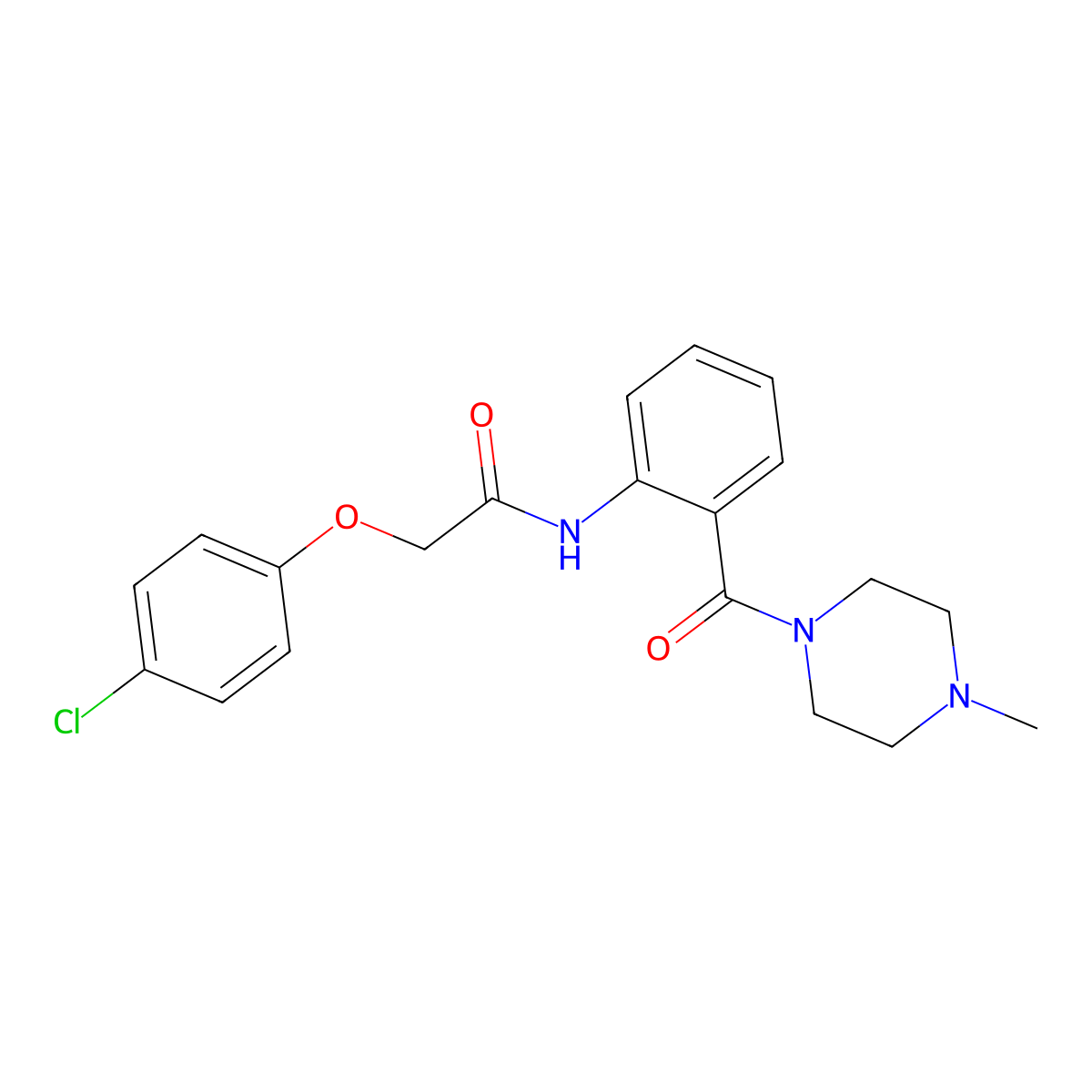 2-(4-chlorophenoxy)-N-[2-(4-methylpiperazine-1-carbonyl)phenyl]acetamide molecular structure, CAS 350681-46-8