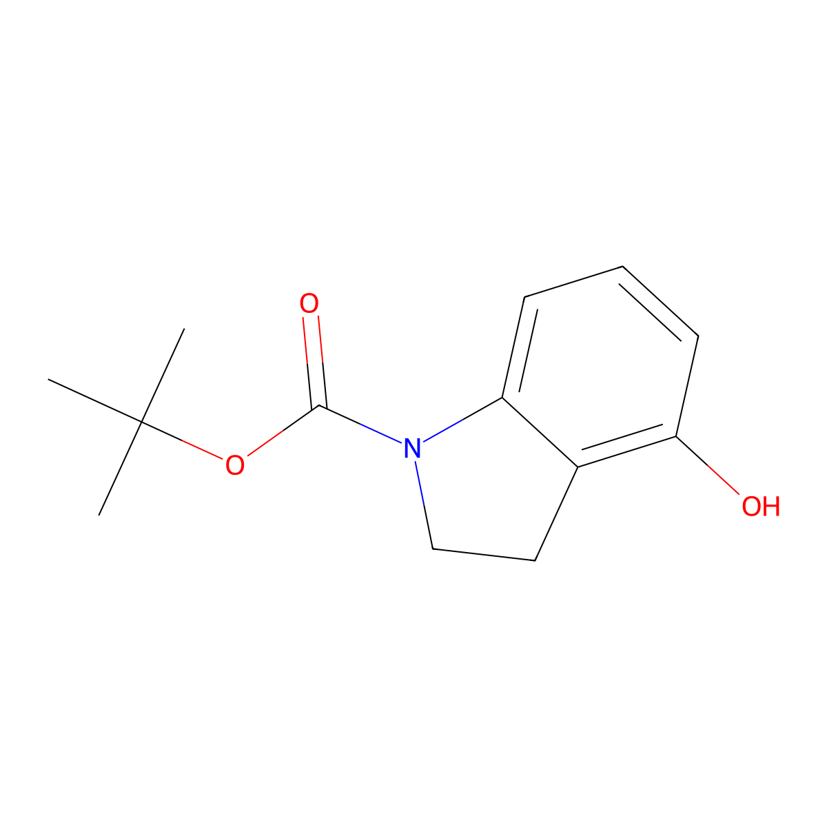 Tert-butyl 4-hydroxyindoline-1-carboxylate molecular structure, CAS 350683-35-1
