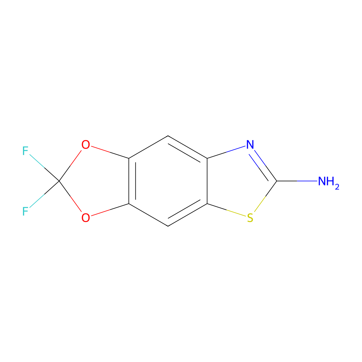 5,5-Difluoro-4,6-dioxa-10-thia-12-azatricyclo[7.3.0.0,3,7]dodeca-1,3(7),8,11-tetraen-11-amine molecular structure, CAS 350684-65-0