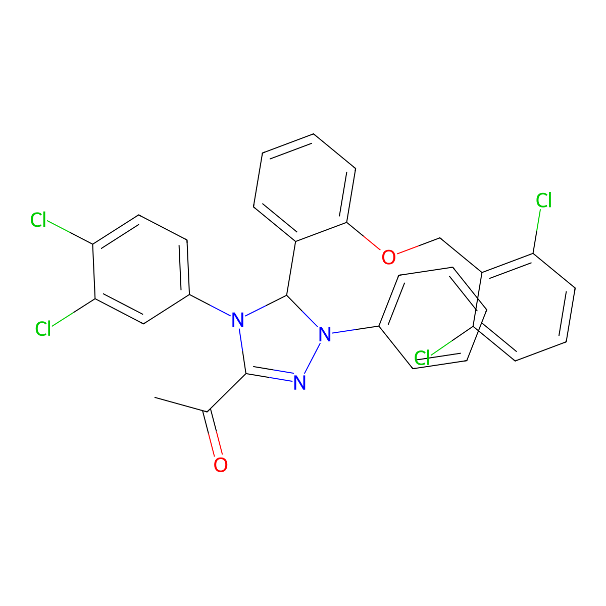 1-[4-(3,4-dichlorophenyl)-3-[2-[(2,6-dichlorophenyl)methoxy]phenyl]-2-phenyl-3H-1,2,4-triazol-5-yl]ethanone molecular structure, CAS 350687-50-2