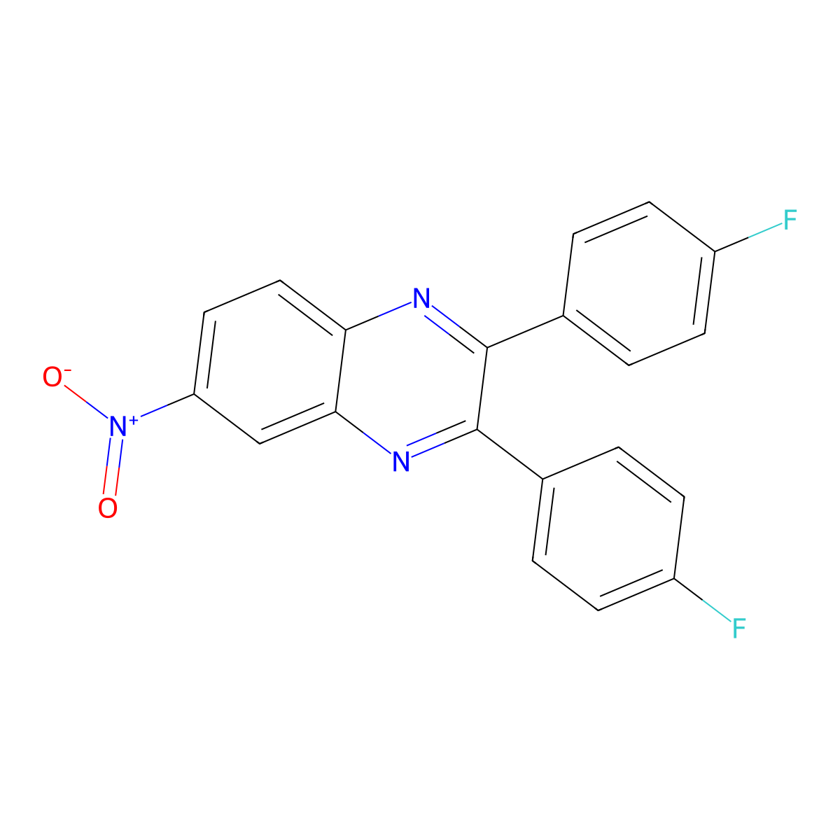 2,3-Bis(4-fluorophenyl)-6-nitroquinoxaline molecular structure, CAS 350687-58-0