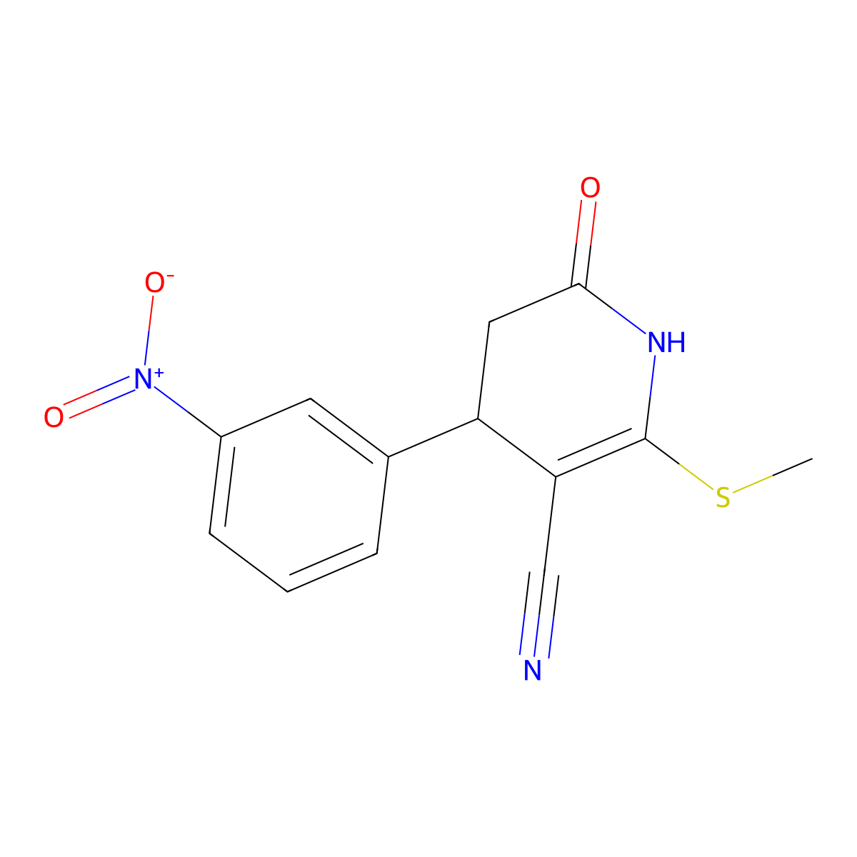 2-(Methylthio)-4-(3-nitrophenyl)-6-oxo-1,4,5,6-tetrahydropyridine-3-carbonitrile molecular structure, CAS 350692-63-6