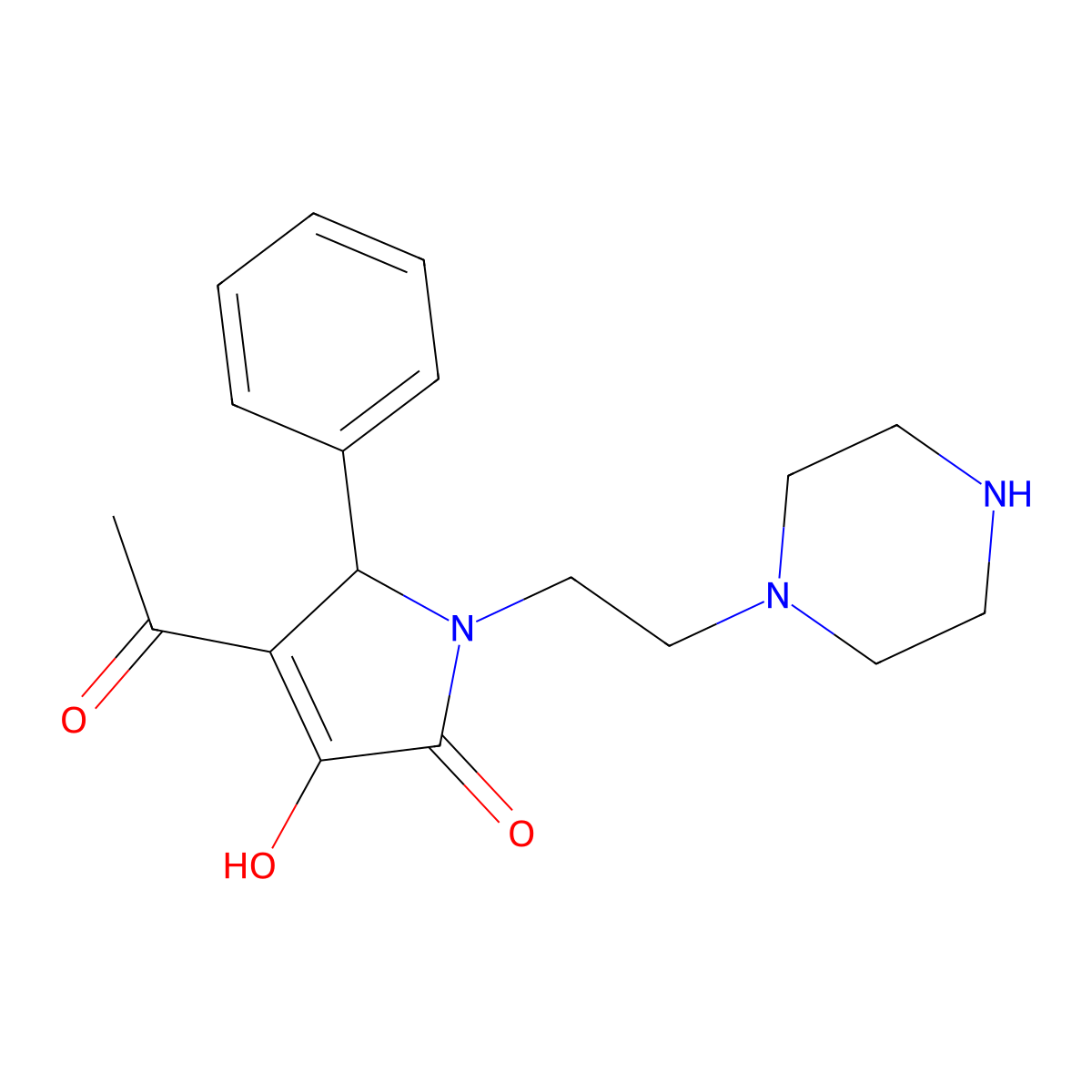 4-acetyl-3-hydroxy-5-phenyl-1-(2-piperazin-1-ylethyl)-1,5-dihydro-2H-pyrrol-2-one molecular structure, CAS 350700-10-6