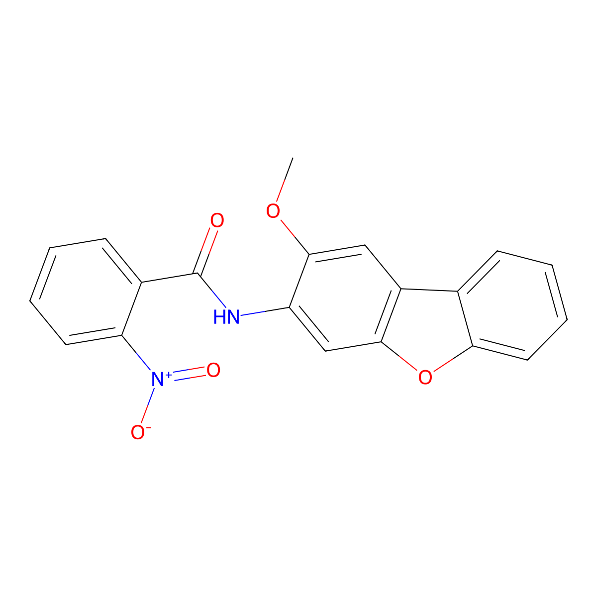 N-(2-methoxydibenzofuran-3-yl)-2-nitrobenzamide molecular structure, CAS 350707-80-1