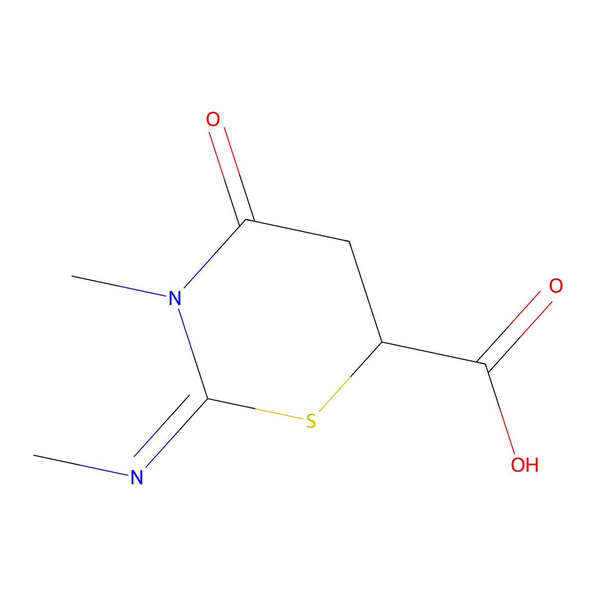 3-Methyl-2-methylimino-4-oxo-[1,3]thiazinane-6-carboxylic acid molecular structure, CAS 350707-87-8