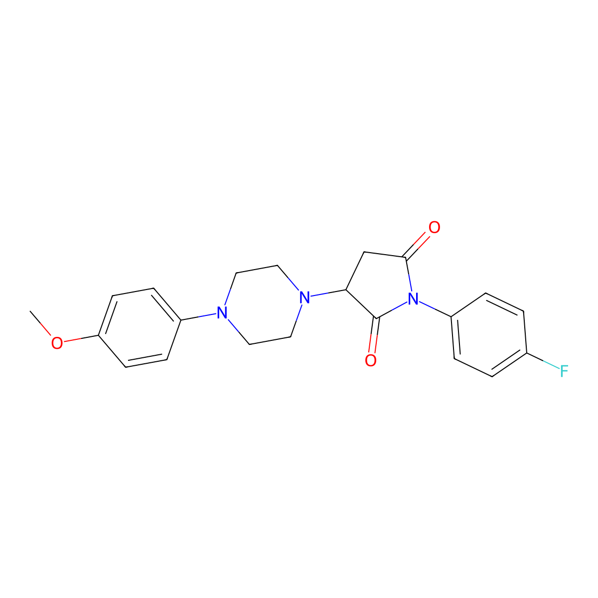 1-(4-Fluorophenyl)-3-[4-(4-methoxyphenyl)piperazin-1-yl]pyrrolidine-2,5-dione molecular structure, CAS 350708-00-8
