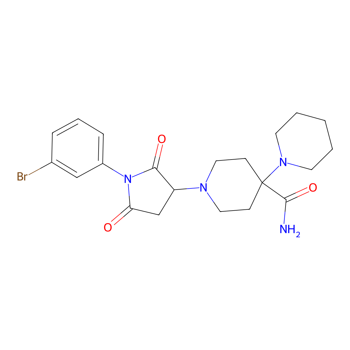 1-[1-(3-Bromophenyl)-2,5-dioxopyrrolidin-3-yl]-4-piperidin-1-ylpiperidine-4-carboxamide molecular structure, CAS 350708-02-0