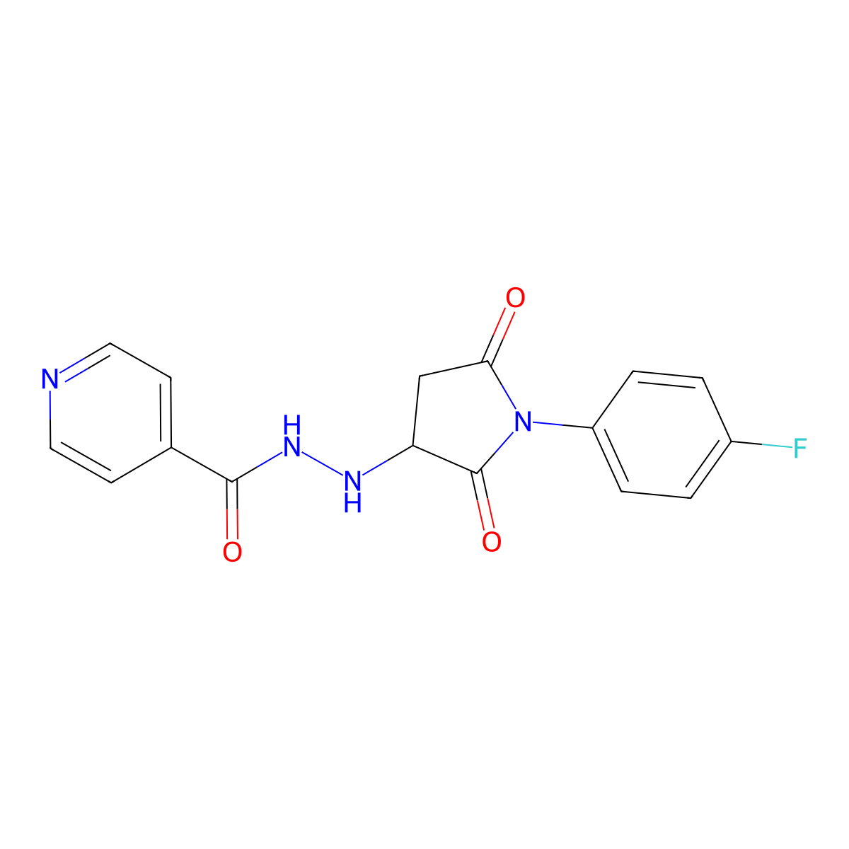 N'-[1-(4-fluorophenyl)-2,5-dioxopyrrolidin-3-yl]pyridine-4-carbohydrazide molecular structure, CAS 350708-06-4