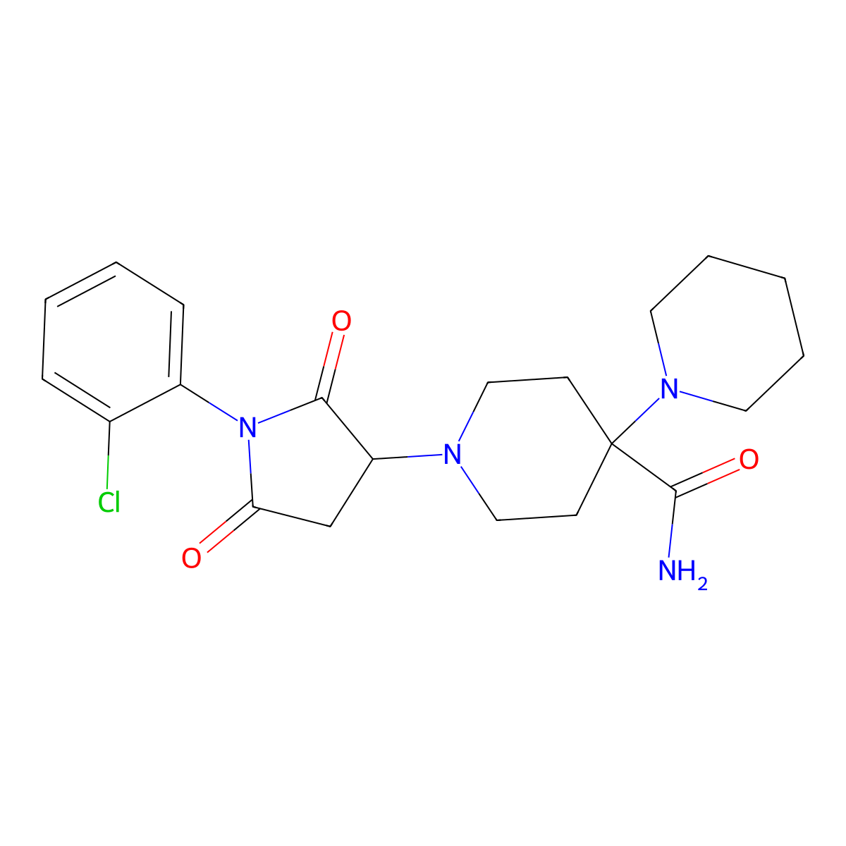 1-[1-(2-Chlorophenyl)-2,5-dioxopyrrolidin-3-yl]-4-piperidin-1-ylpiperidine-4-carboxamide molecular structure, CAS 350708-10-0