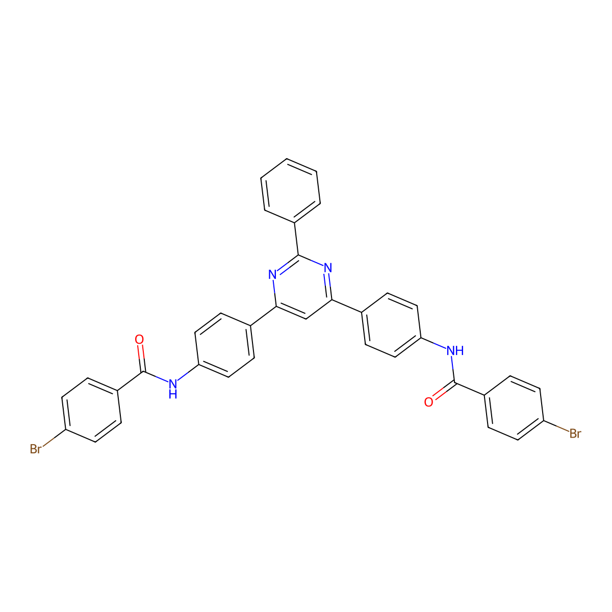 4-bromo-N-[4-[6-[4-[(4-bromobenzoyl)amino]phenyl]-2-phenylpyrimidin-4-yl]phenyl]benzamide molecular structure, CAS 350709-21-6