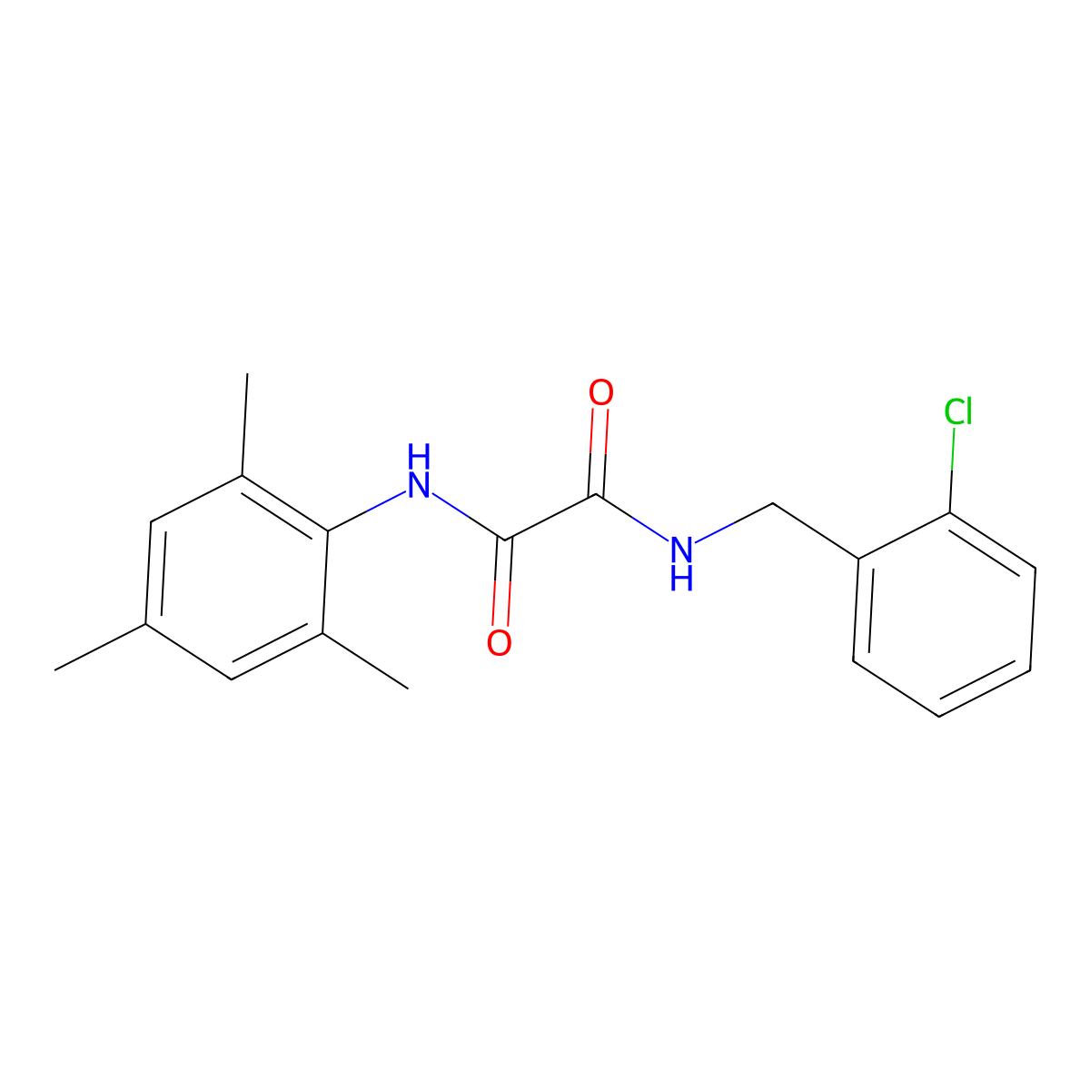 N-[(2-chlorophenyl)methyl]-N'-(2,4,6-trimethylphenyl)oxamide molecular structure, CAS 350709-37-4
