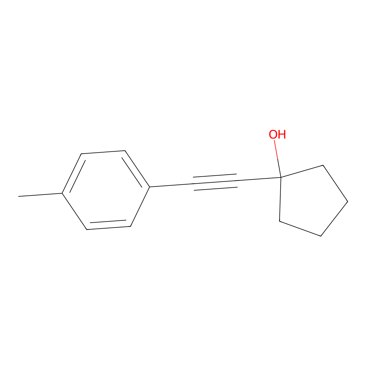 1-p-Tolylethynyl-cyclopentanol molecular structure, CAS 350711-88-5