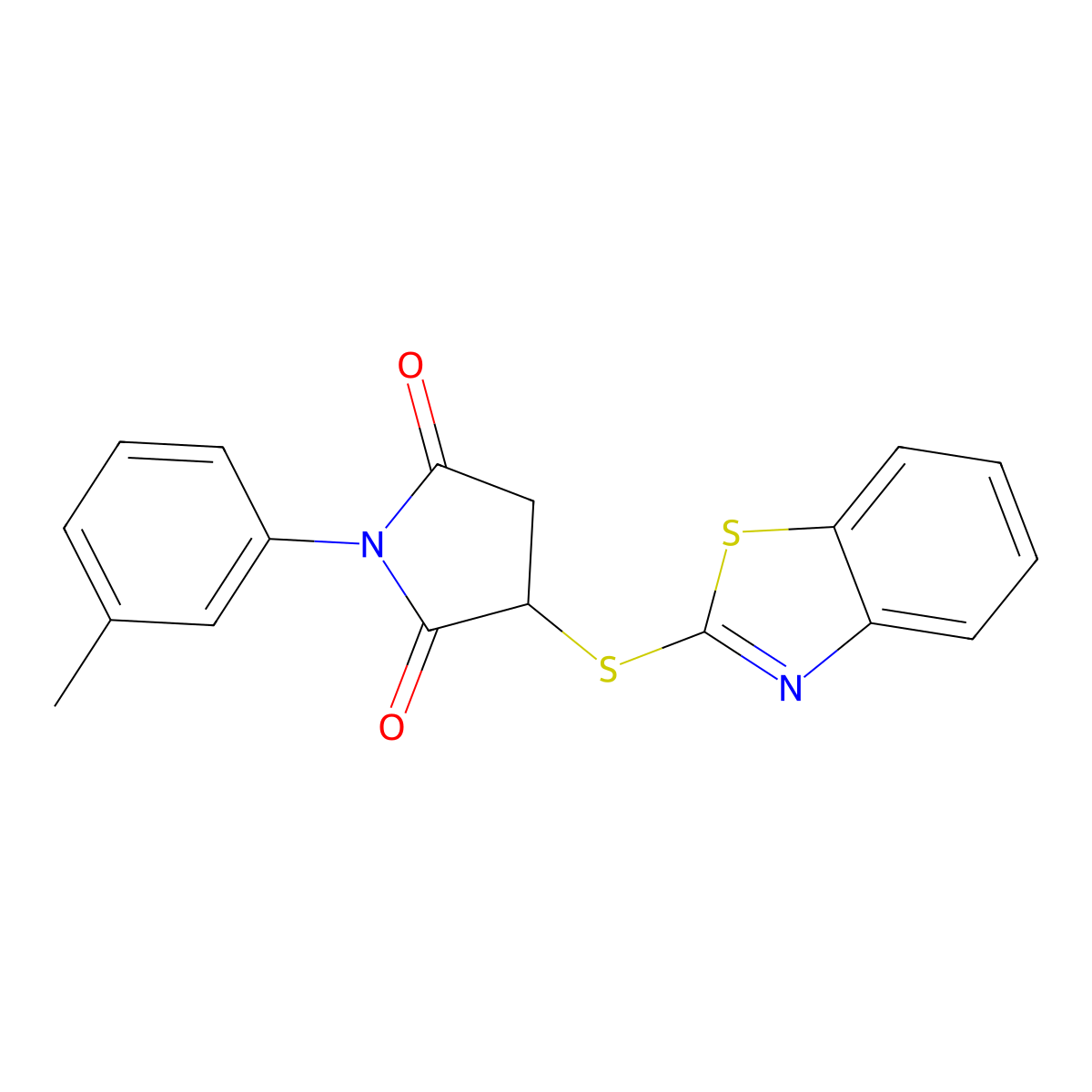3-(1,3-Benzothiazol-2-ylsulfanyl)-1-(3-methylphenyl)pyrrolidine-2,5-dione molecular structure, CAS 350715-65-0