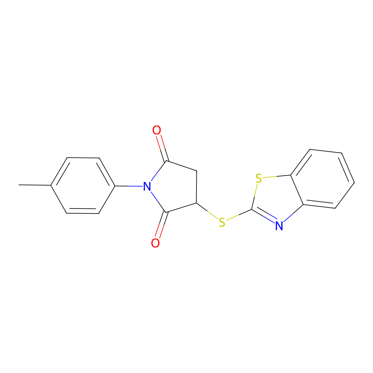 3-(1,3-Benzothiazol-2-ylsulfanyl)-1-(4-methylphenyl)pyrrolidine-2,5-dione molecular structure, CAS 350715-74-1