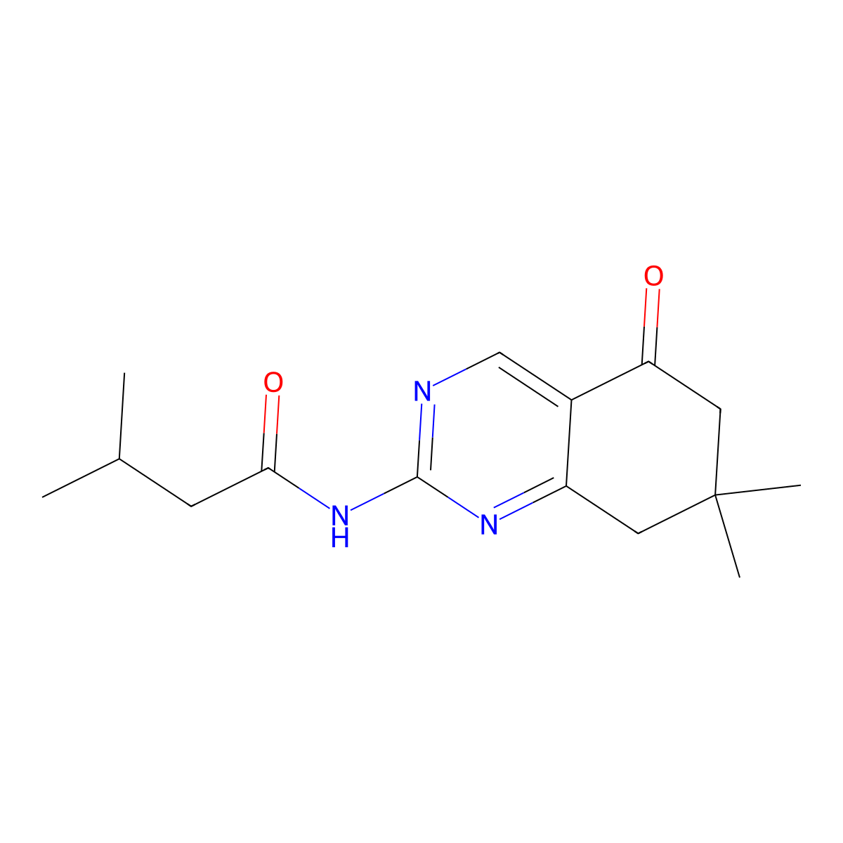 N-(7,7-dimethyl-5-oxo-6,8-dihydroquinazolin-2-yl)-3-methylbutanamide molecular structure, CAS 350715-76-3