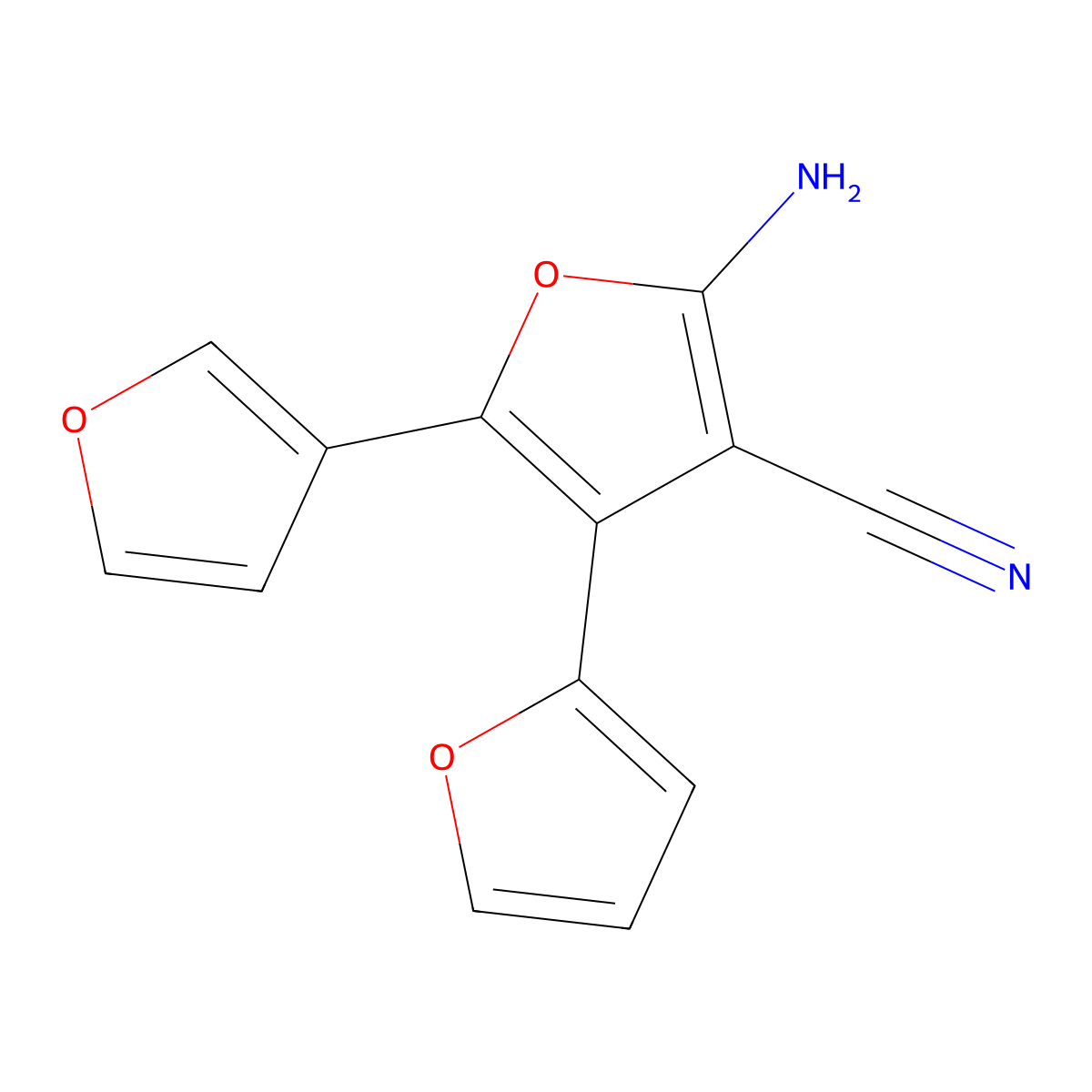 2-Amino-4-(furan-2-yl)-5-(furan-3-yl)furan-3-carbonitrile molecular structure, CAS 350793-33-8