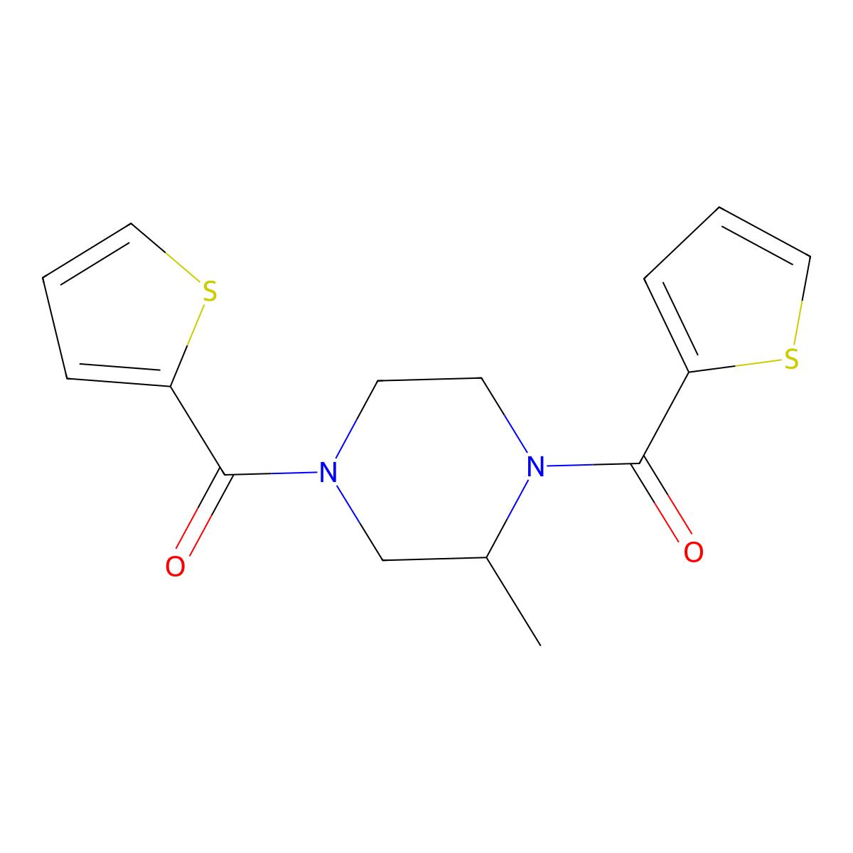 [3-Methyl-4-[oxo(thiophen-2-yl)methyl]-1-piperazinyl]-thiophen-2-ylmethanone molecular structure, CAS 350793-39-4