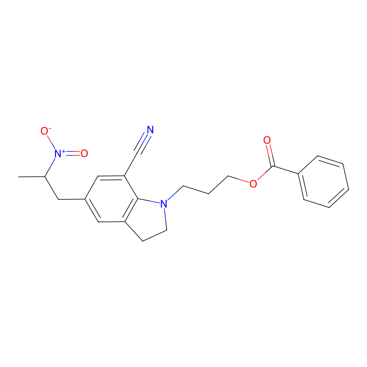 3-(7-Cyano-5-(2-nitropropyl)indolin-1-yl)propyl benzoate molecular structure, CAS 350797-56-7