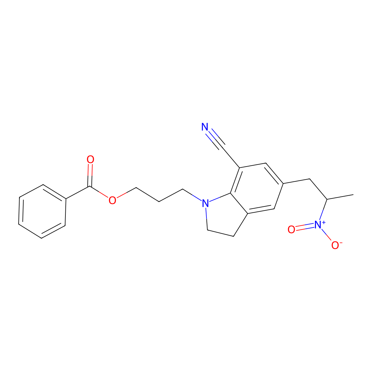 3-(7-Cyano-5-(2-nitropropyl)indolin-1-yl)propyl benzoate molecular structure, CAS 350797-56-7
