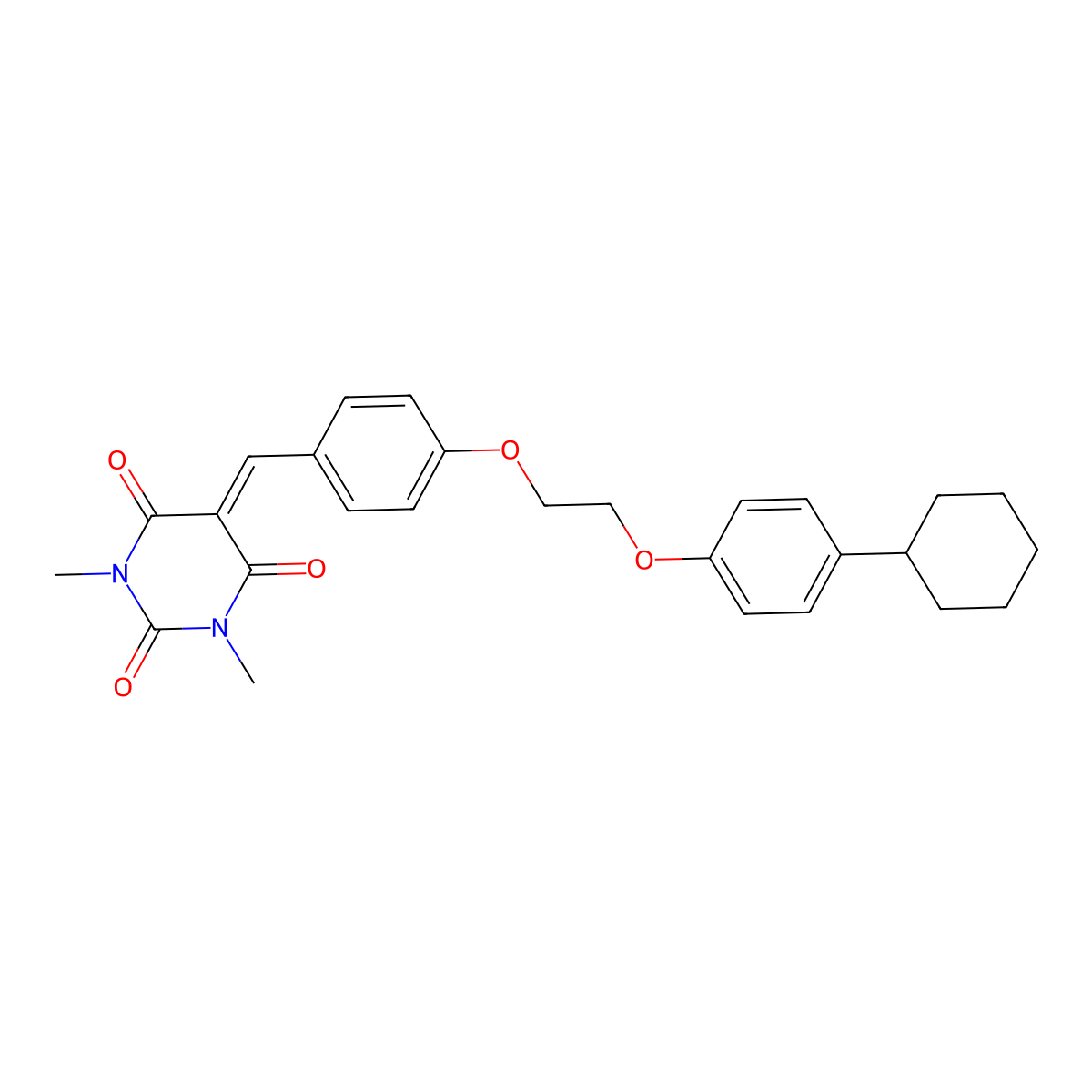 5-({4-[2-(4-Cyclohexylphenoxy)ethoxy]phenyl}methylidene)-1,3-dimethyl-1,3-diazinane-2,4,6-trione molecular structure, CAS 350816-40-9