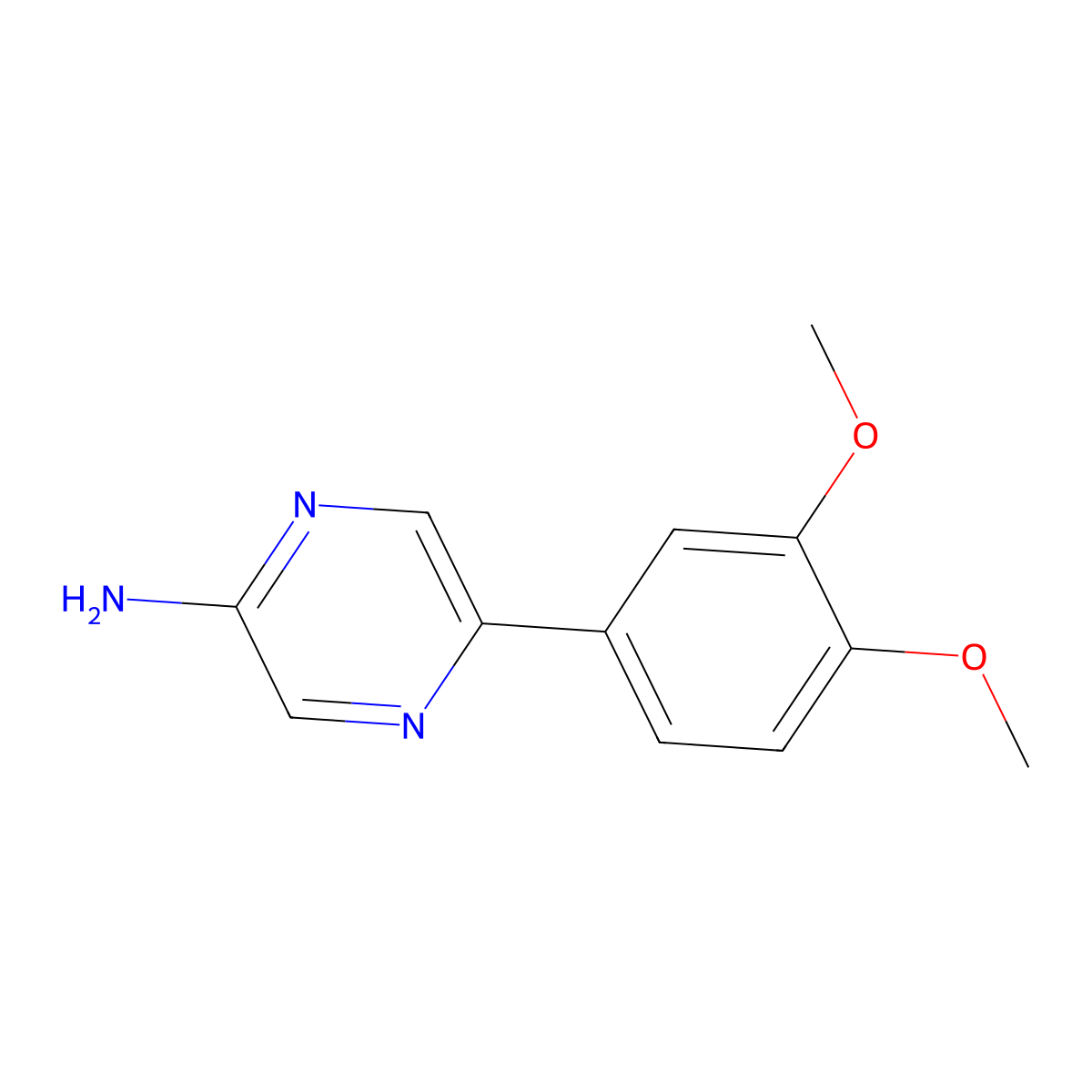 5-(3,4-Dimethoxyphenyl)pyrazin-2-amine molecular structure, CAS 350819-13-5