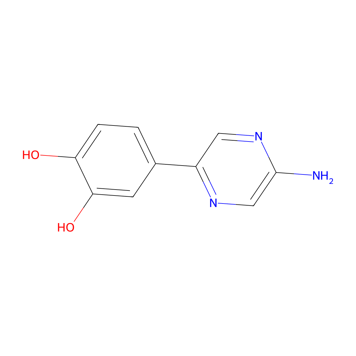 4-(5-Aminopyrazin-2-yl)benzene-1,2-diol molecular structure, CAS 350819-14-6