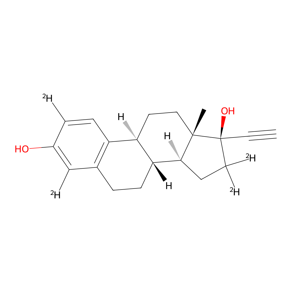 (17alpha)-19-Norpregna-1,3,5(10)-trien-20-yne-2,4,16,16-d4-3,17-diol molecular structure, CAS 350820-06-3