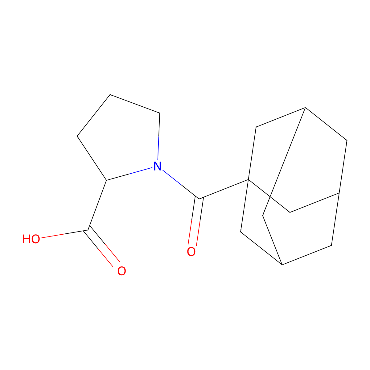1-(Adamantane-1-carbonyl)-pyrrolidine-2-carboxylic acid molecular structure, CAS 35084-48-1