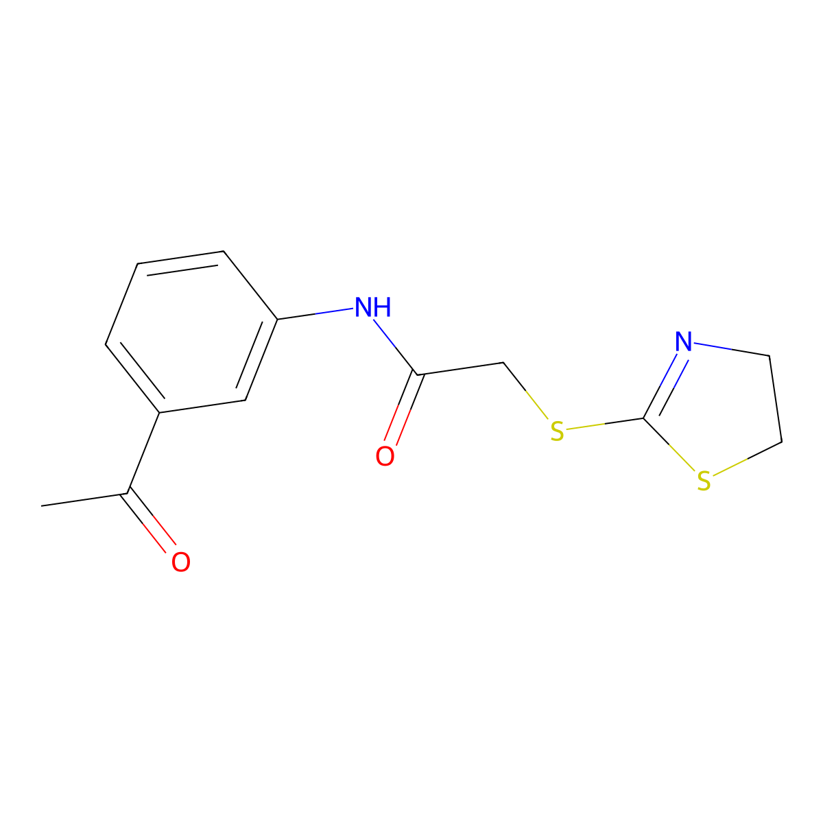 N-(3-acetylphenyl)-2-(4,5-dihydro-1,3-thiazol-2-ylsulfanyl)acetamide molecular structure, CAS 350845-02-2