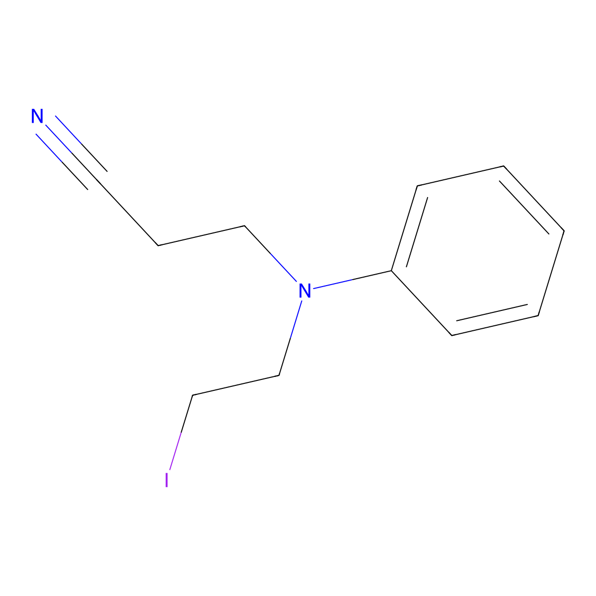 N-(2-Cyanoethyl)-N-(2-iodoethyl)aniline molecular structure, CAS 350854-44-3