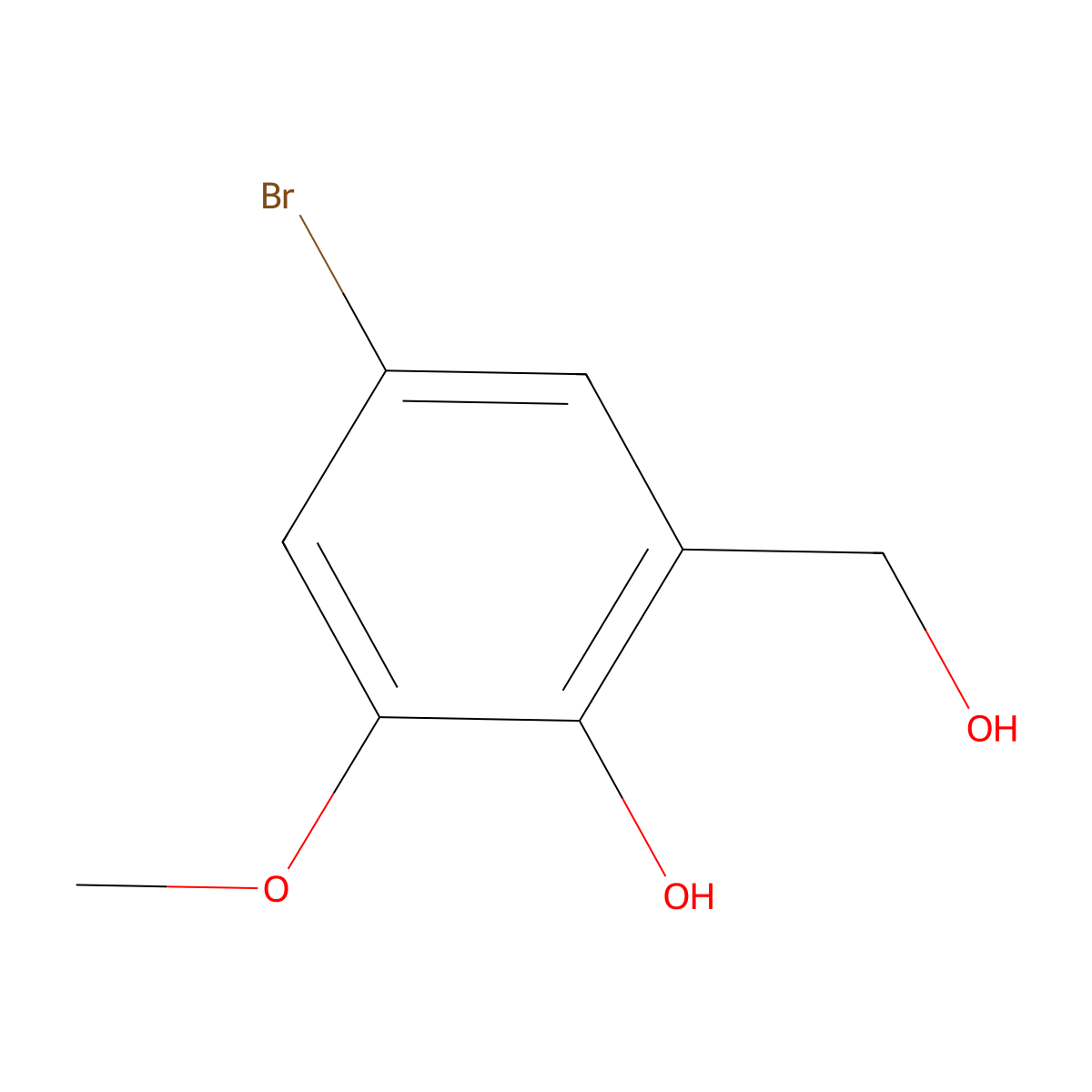 4-Bromo-2-(hydroxymethyl)-6-methoxyphenol molecular structure, CAS 35090-64-3