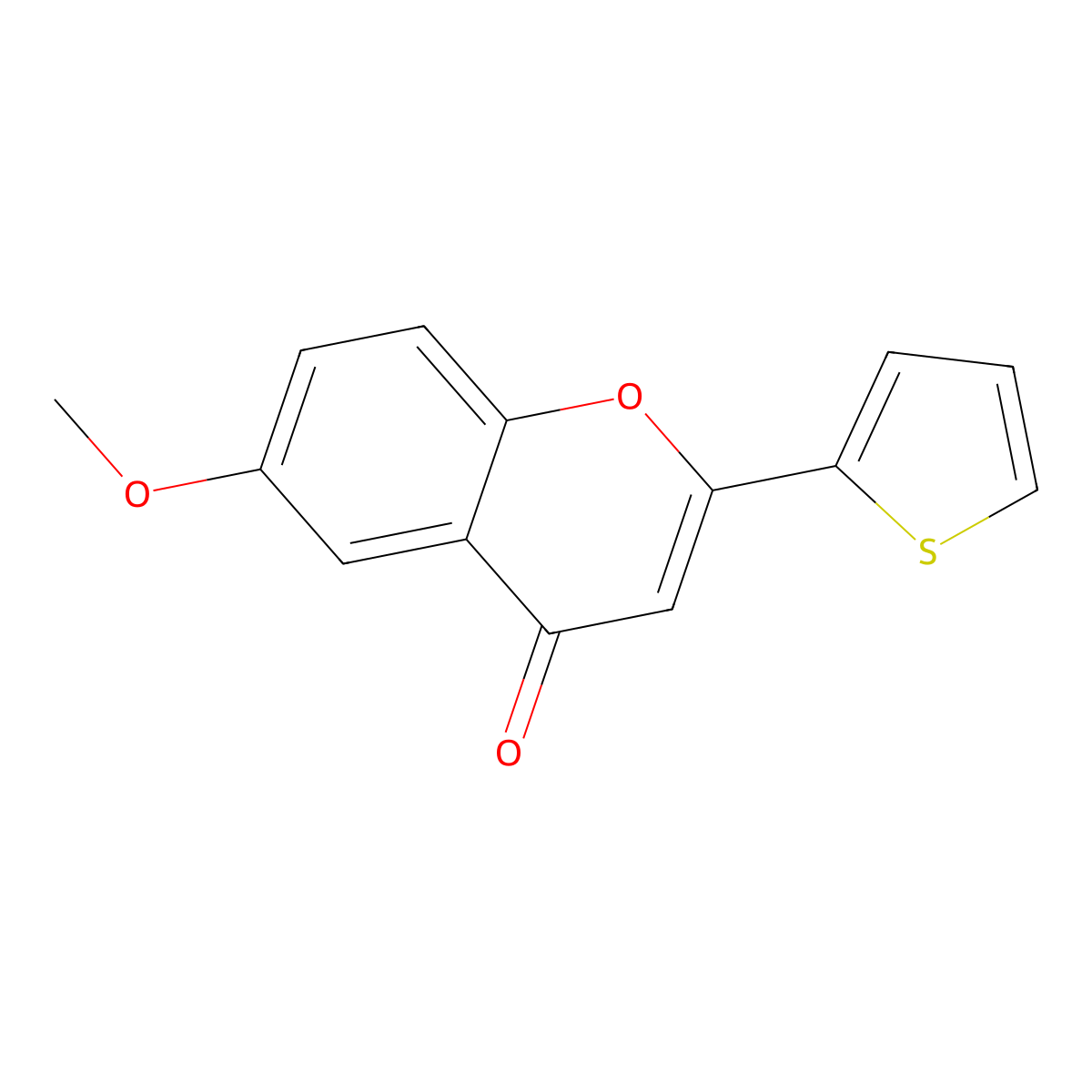 6-methoxy-2-(thiophen-2-yl)-4H-chromen-4-one molecular structure, CAS 35095-36-4