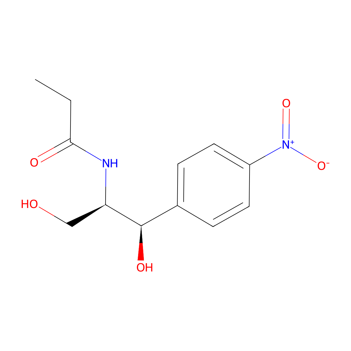 n-((1r,2r)-1,3-Dihydroxy-1-(4-nitrophenyl)propan-2-yl)propanamide molecular structure, CAS 35098-52-3