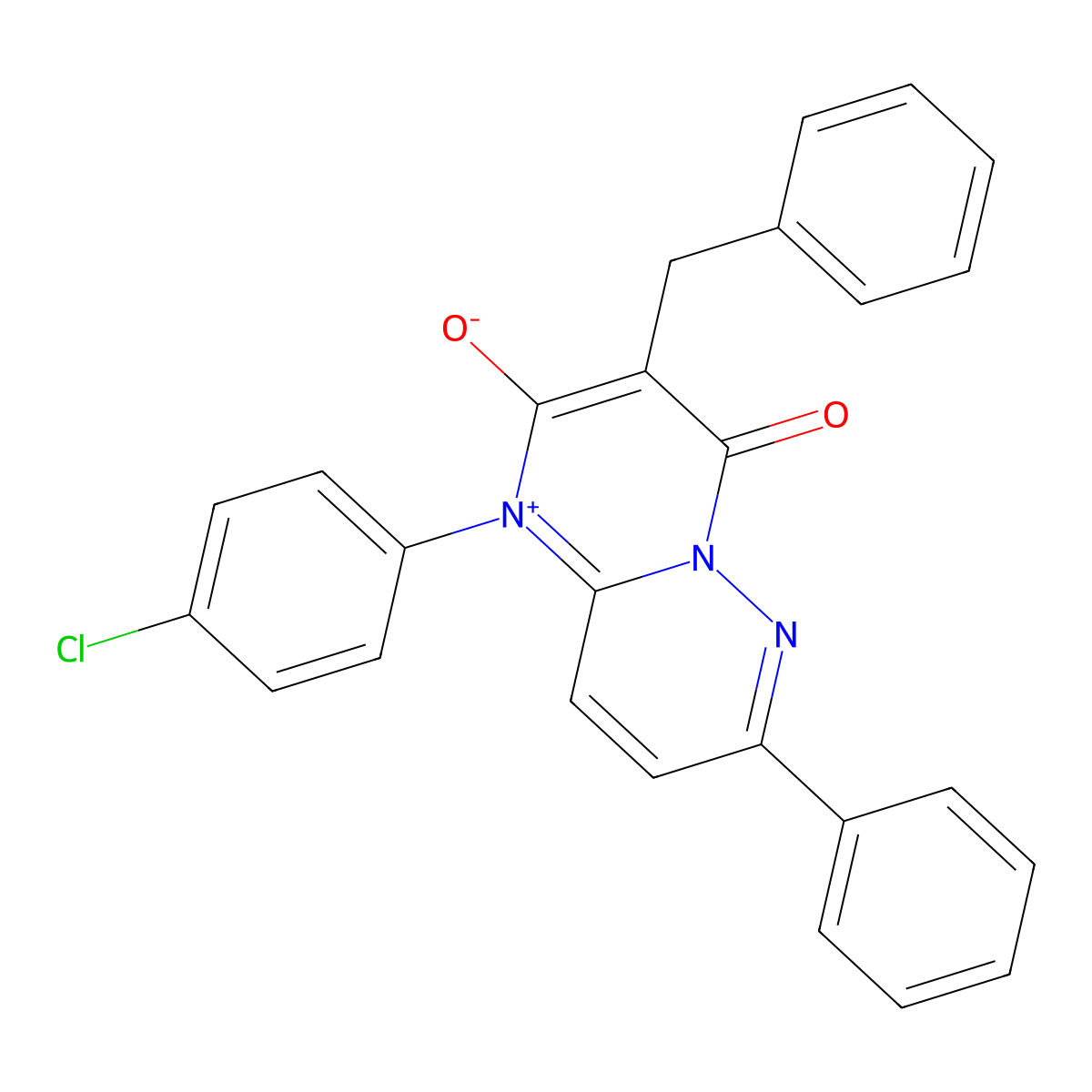 3-benzyl-1-(4-chlorophenyl)-4-oxo-7-phenyl-4H-pyrimido[1,2-b]pyridazin-1-ium-2-olate molecular structure, CAS 350985-23-8