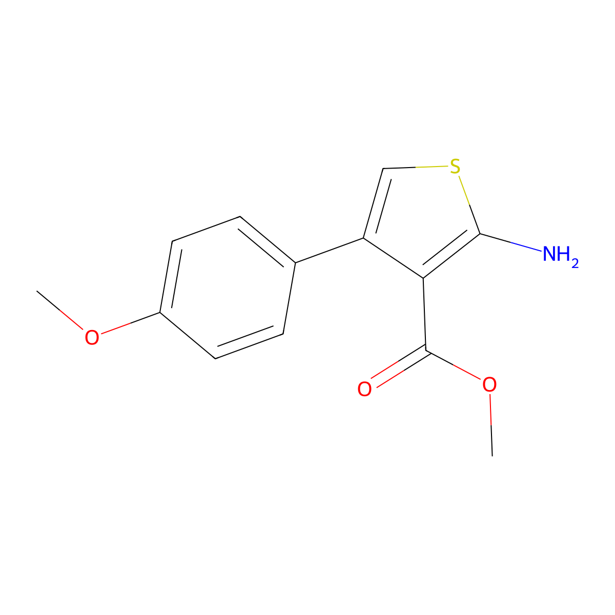 Methyl 2-amino-4-(4-methoxyphenyl)-3-thiophenecarboxylate molecular structure, CAS 350988-34-0
