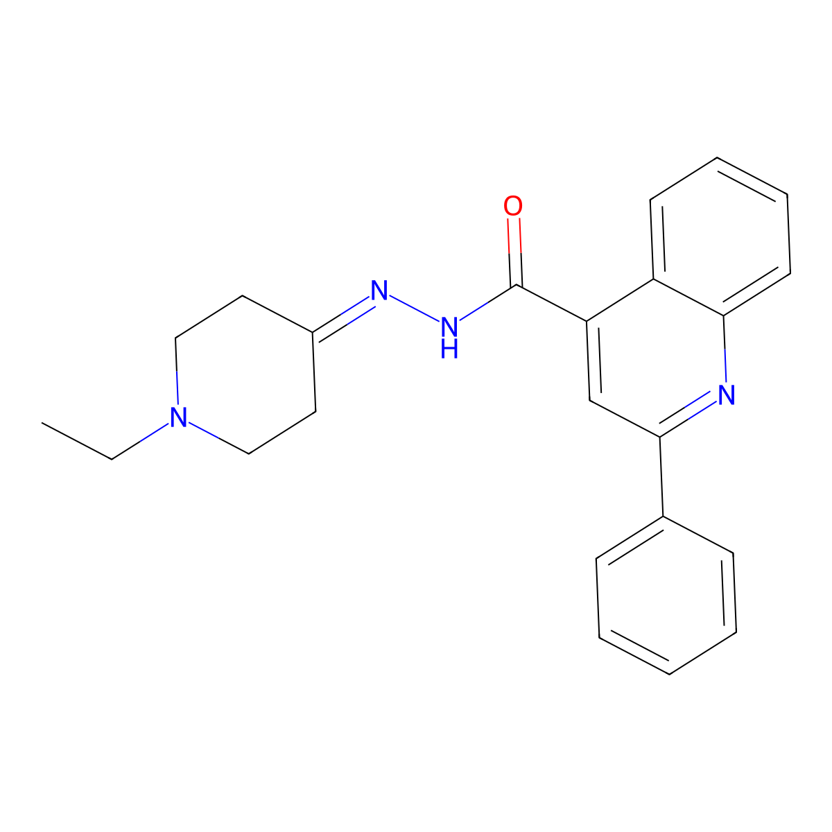 N'-(1-ethylpiperidin-4-ylidene)-2-phenylquinoline-4-carbohydrazide molecular structure, CAS 350988-36-2