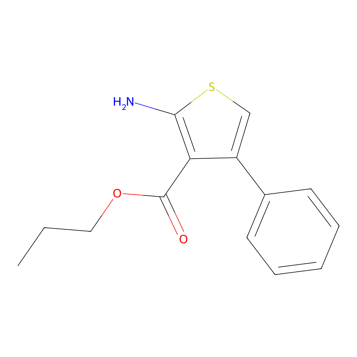Propyl 2-amino-4-phenylthiophene-3-carboxylate molecular structure, CAS 350988-43-1