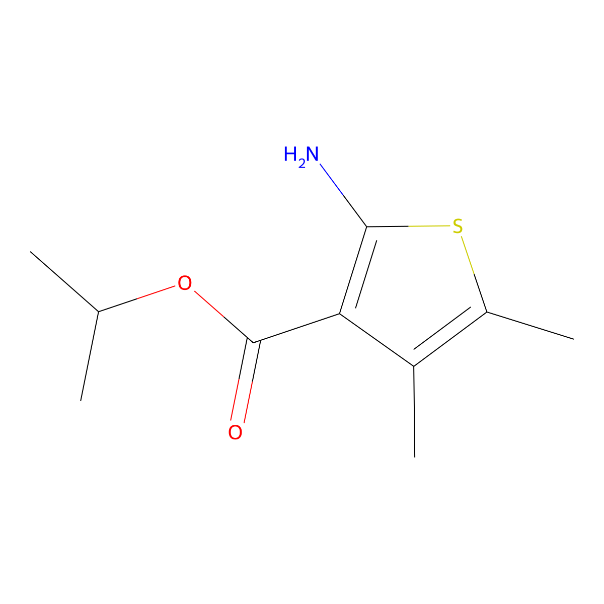 Isopropyl 2-amino-4,5-dimethylthiophene-3-carboxylate molecular structure, CAS 350988-44-2