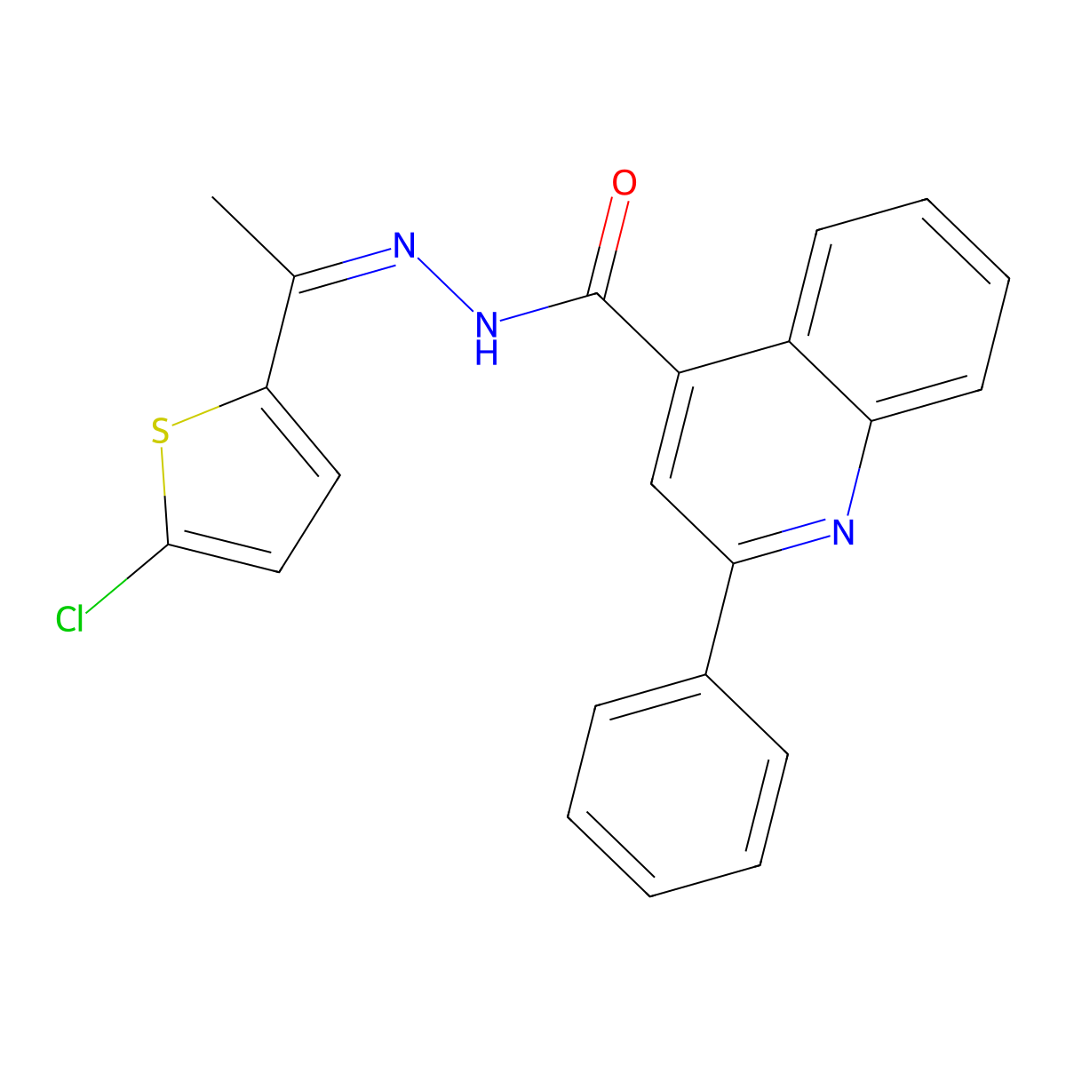 2-Phenyl-4-quinolinecarboxylic acid 2-[1-(5-chloro-2-thienyl)ethylidene]hydrazide molecular structure, CAS 350988-45-3