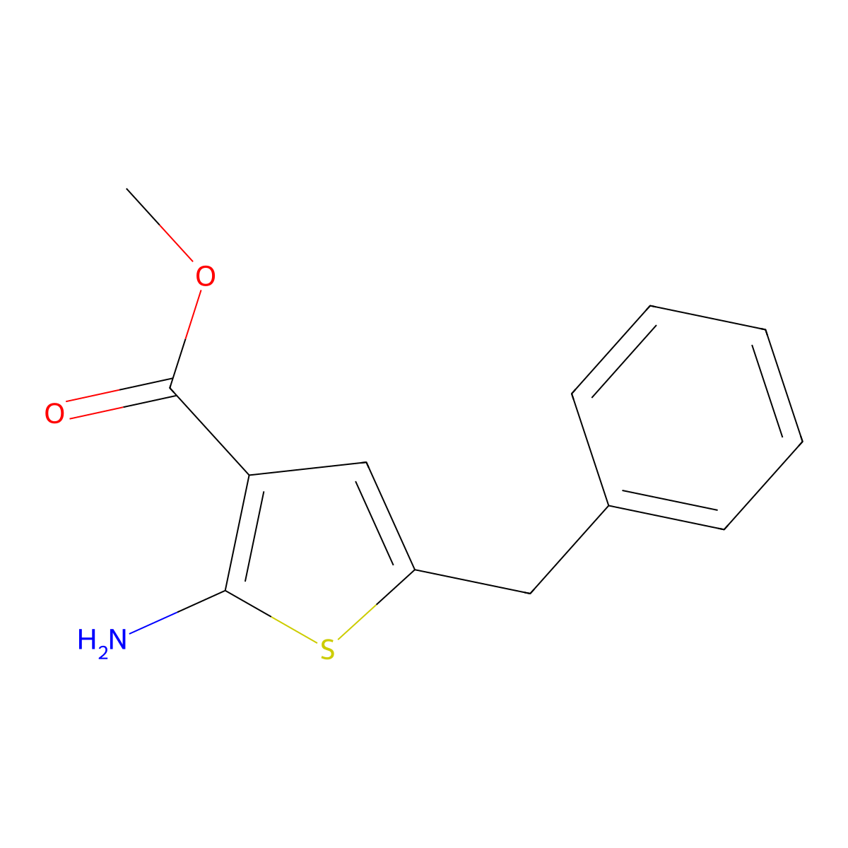 Methyl 2-amino-5-benzylthiophene-3-carboxylate molecular structure, CAS 350988-48-6