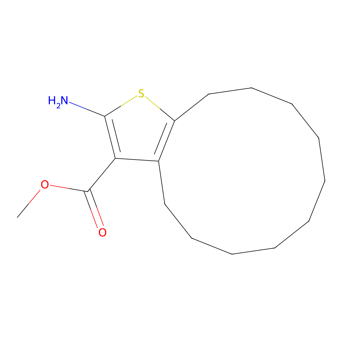 Methyl 2-amino-4,5,6,7,8,9,10,11,12,13-decahydrocyclododeca[b]thiophene-3-carboxylate molecular structure, CAS 350988-58-8