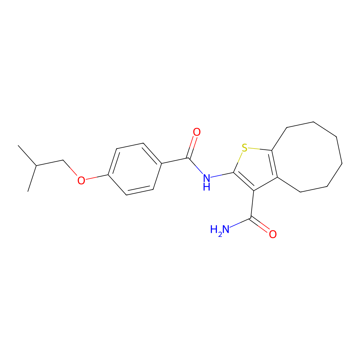 2-[[4-(2-Methylpropoxy)benzoyl]amino]-4,5,6,7,8,9-hexahydrocycloocta[b]thiophene-3-carboxamide molecular structure, CAS 350988-67-9