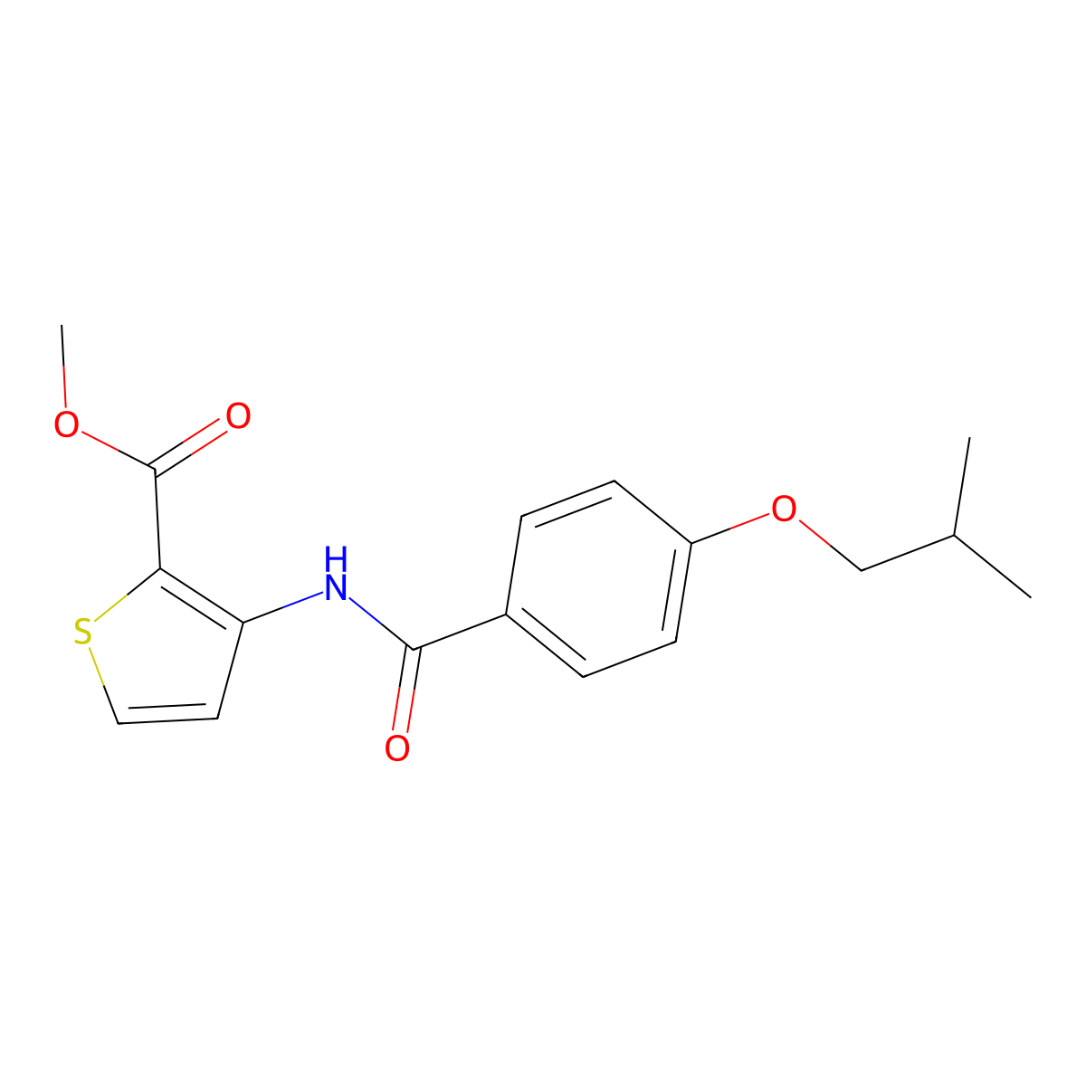 Methyl 3-[[4-(2-methylpropoxy)benzoyl]amino]thiophene-2-carboxylate molecular structure, CAS 350988-73-7